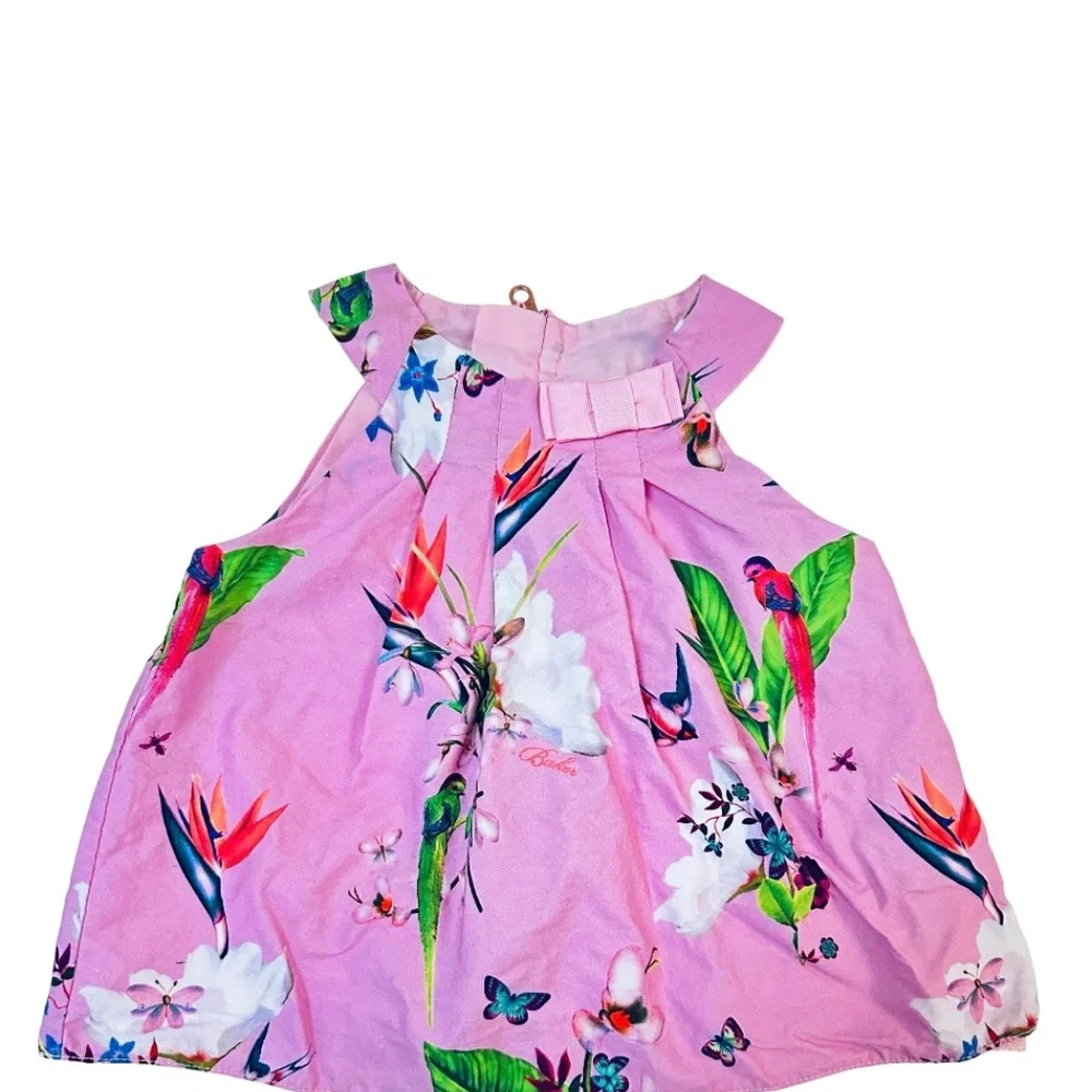 floral baker dress with birds design size 12-18 - Picture 2 of 9